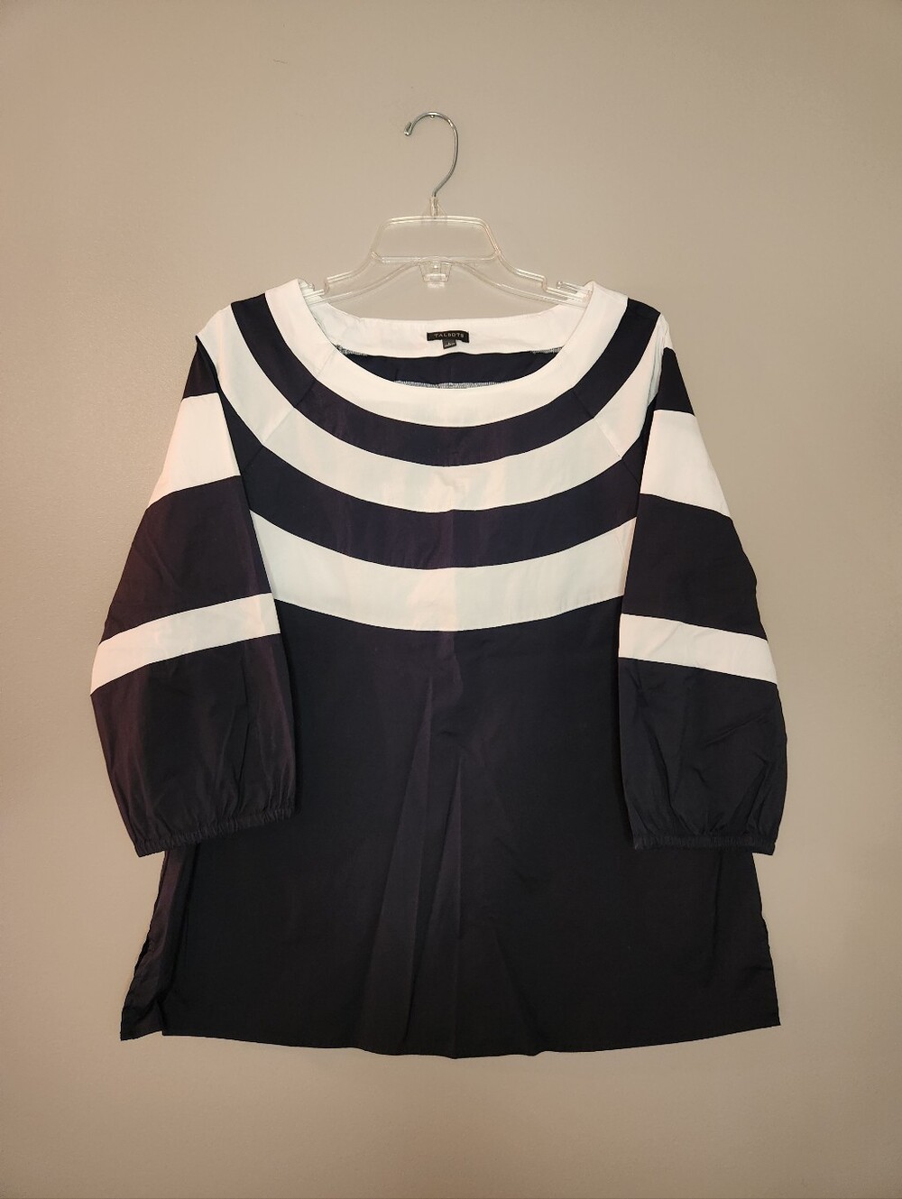Talbots Striped Boatneck Blouse Size Large